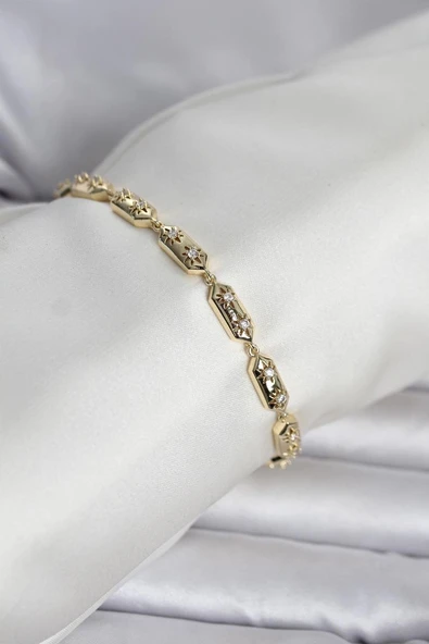 Pirinç Gold Renk Kutup Yıldızı İşleme Kadın Bileklik ürün görseli 1