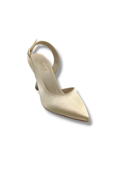 Mengi 693-26 Parlak Saten Arkası Açık Kadın Stiletto(8,5cm) ürün görseli 1
