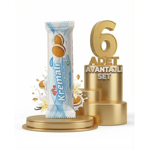 Afia Vanilya Kremalı Sandviç Bisküvi 6x60 Gr ürün görseli 1