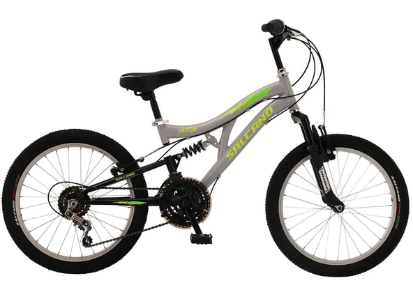 Salcano Hector 20 Jant Vitesli Pabuç Fren Çocuk Bisikleti (120 /145 CM ARASI BOY ) Gri Sarı Yeşil ürün görseli 1