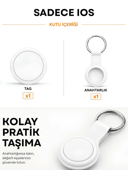 Beylini Tag Takip Cihazı Kablosuz IOS Bul Uyumlu Lisanslı Araç Çocuk Anahtar Takip Sistemi Silikon Anahtarlıklı Akıllı Takip Cihazı IOS Find My Uyumlu ürün görseli 1