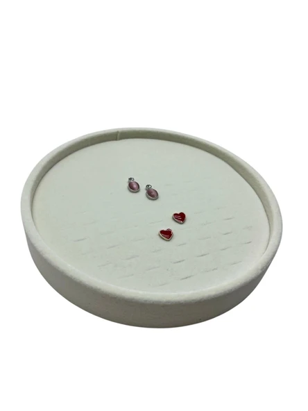 Silindir Model Süet Kumaş 20/20 cm Batırmalı Krem Küpe-Piercing Tablası ürün görseli 1