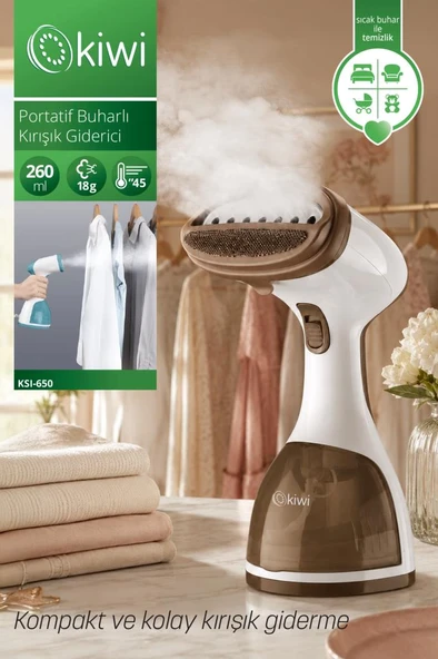 Kiwi KSI-650 Portatif Buharlı Kırışık Giderici | 1200 Watt & 18 g/dk Buhar & 260 ml Tank & 45 sn Isınma ürün görseli 1