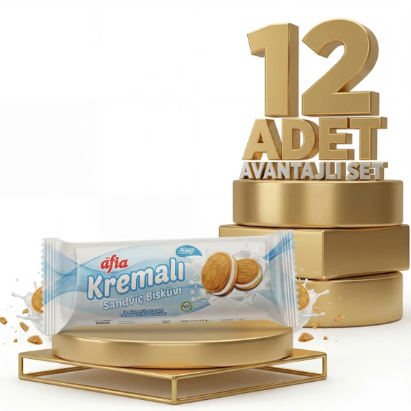 Afia Vanilya Kremalı Sandviç Bisküvi 12x60 Gr ürün görseli 1