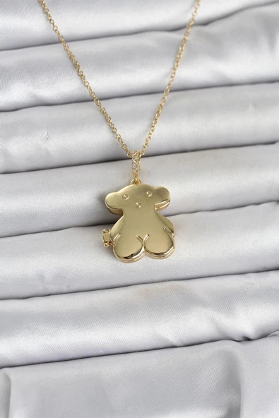 316L Çelik Zincir Gold Renk Ayıcık Model Açılabilir Kadın Kolye - TJ-BKO11036 TG-1395 349316 ürün görseli 1