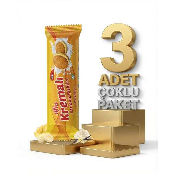 Afia Muz Kremalı Sandviç Bisküvi 3x60 Gr ürün görseli 1