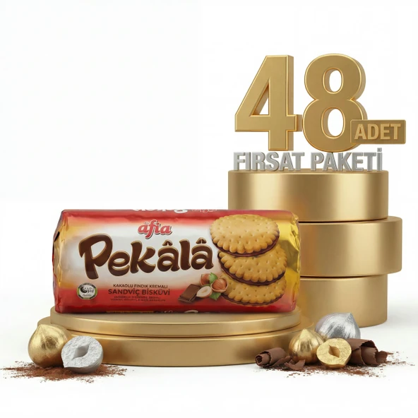 Afia Pekala Kakaolu Fındık Kremalı Sandviç Bisküvi 48x200 Gr ürün görseli 1
