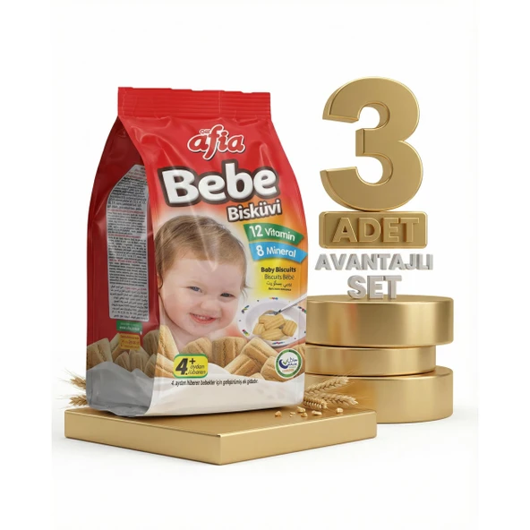 Afia Bebe Bisküvisi Vitamin Katkılı 3x150 Gr ürün görseli 1