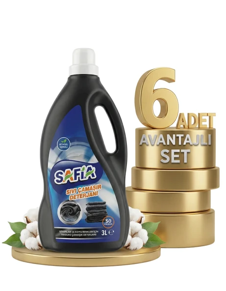 Safia Bitkisel Sıvı Çamaşır Makine Deterjanı Siyahlar 6x3 Lt ürün görseli 1
