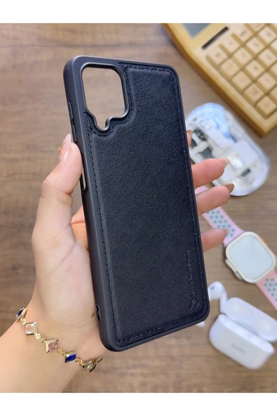 Samsung Galaxy A12 Uyumlu Premium Deri Dokulu Darbelere Karşı Dayanıklı Nazal Silikon Kılıf ürün görseli 1