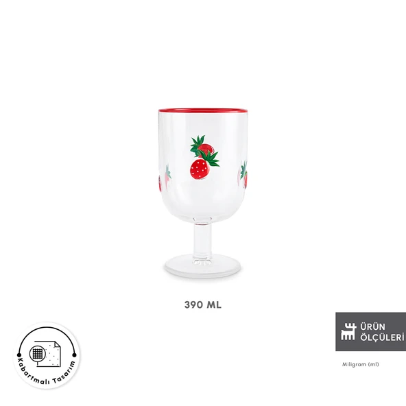Karaca Strawberry Kadeh 390 ml Kırmızı - Resim 2