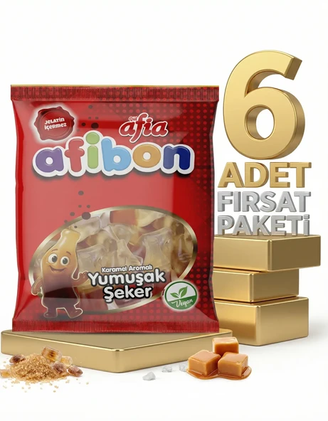 Afia Afibon Karamel Aromalı Yumuşak Şeker 6x80 Gr ürün görseli 1