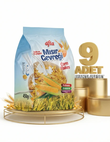 Afia Ballı Ruşeymli Mısır Gevreği 9x450 Gr ürün görseli 1