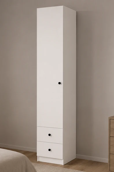 Prestij No.3 Kapaklı İki Çekmeceli Bazalı Giysi Depolama Dolabı Gardırop ürün görseli 1