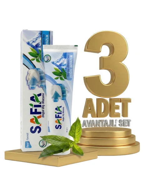 Safia Diş Macunu Yeşil Çay ve Himalaya Tuzu 3x60 ml ürün görseli 1