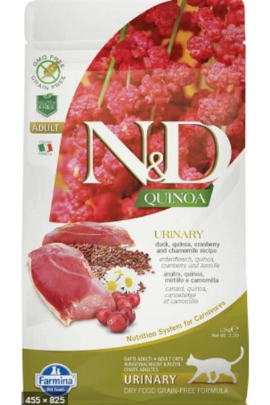 N&D Quinoa Urinary Ördek Ve Kinoalı İdrar Yolları Destekleyici Yetişkin Kedi Maması 5 Kg ürün görseli 1