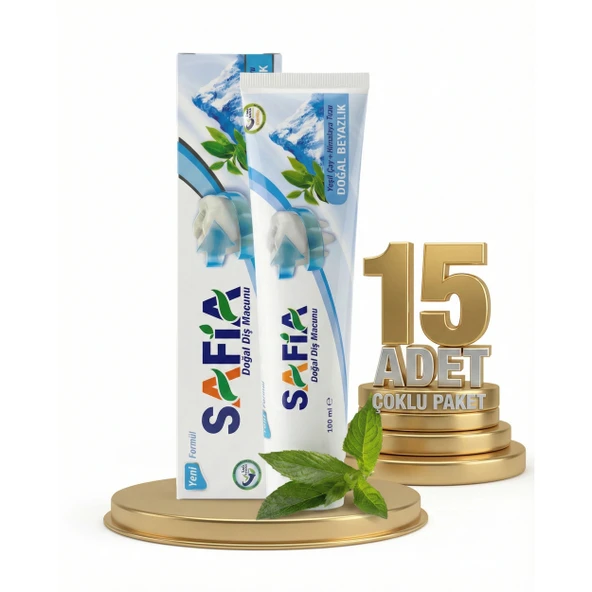 Safia Diş Macunu Yeşil Çay ve Himalaya Tuzu 15x100 ml ürün görseli 1