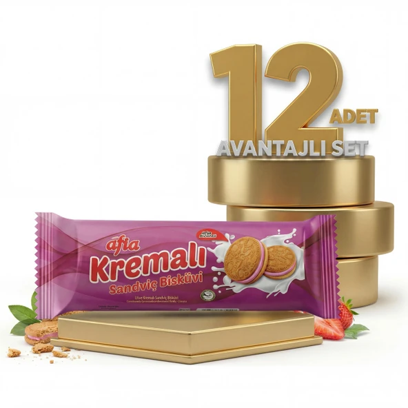 Afia Çilek Kremalı Sandviç Bisküvi 12x60 Gr ürün görseli 1
