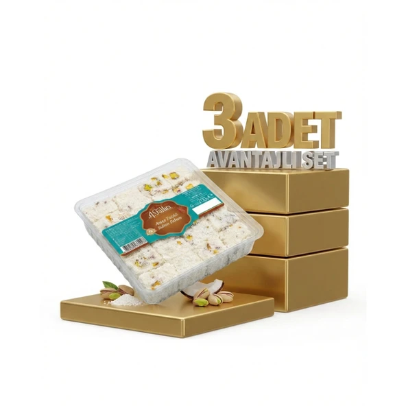 Abdurahman Tatlıcı Antep Fıstıklı Sultan Lokum 3x200 Gr ürün görseli 1