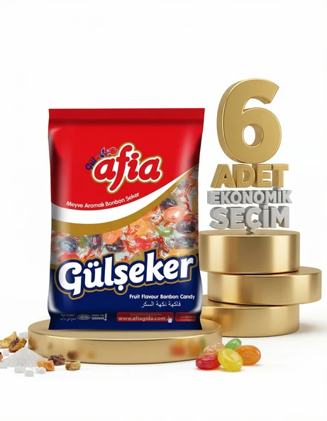 Afia Gülşeker Karışık Meyve Aromalı Şeker 6x175 Gr ürün görseli 1