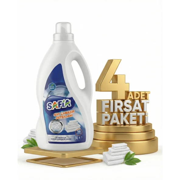 Safia Bitkisel Sıvı Çamaşır Makine Deterjanı Beyazlar 4x3 Lt ürün görseli 1