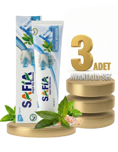 Safia Diş Macunu Yeşil Çay ve Himalaya Tuzu 3x100 ml ürün görseli 1