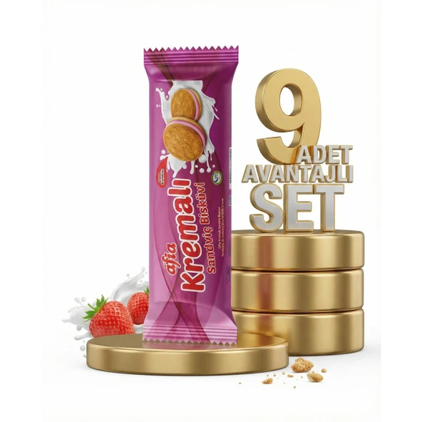 Afia Çilek Kremalı Sandviç Bisküvi 9x60 Gr ürün görseli 1