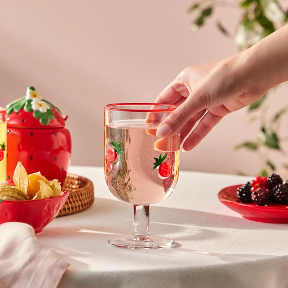 Karaca Strawberry Kadeh 390 ml Kırmızı - Resim 4