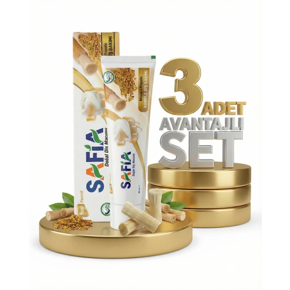 Safia Diş Macunu Misvak ve Propolis 3x60 ml ürün görseli 1