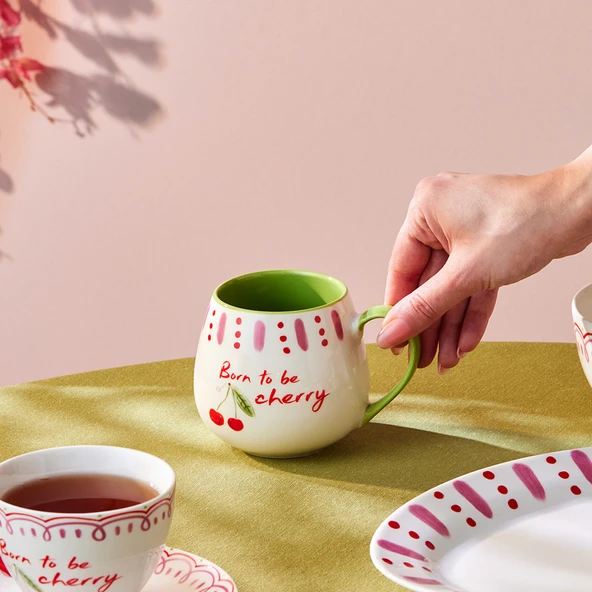 Karaca Cherry Time Kupa Yeşil 355 ml - Resim 3