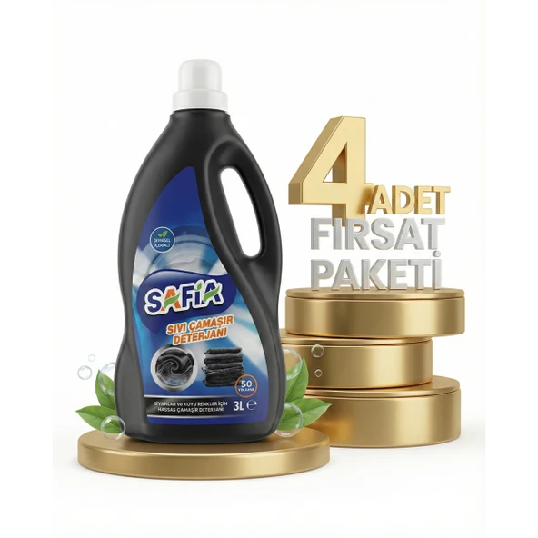 Safia Bitkisel Sıvı Çamaşır Makine Deterjanı Siyahlar 4x3 Lt ürün görseli 1