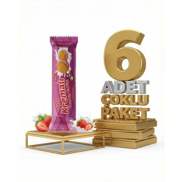 Afia Çilek Kremalı Sandviç Bisküvi 6x60 Gr ürün görseli 1