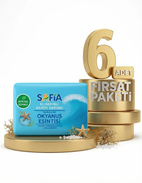 Safia Gliserinli Okyanus Esintisi Banyo Sabunu 6x150 Gr ürün görseli 1