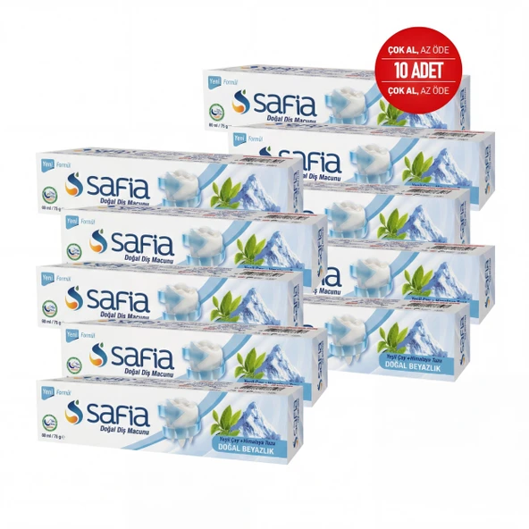 Safia Diş Macunu Yeşil Çay ve Himalaya Tuzu 10x60 ml ürün görseli 1