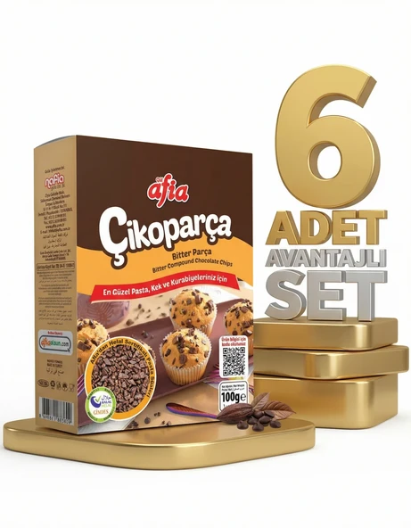 Afia Çikoparça Bitter Parça Çikolata 6x100 Gr ürün görseli 1