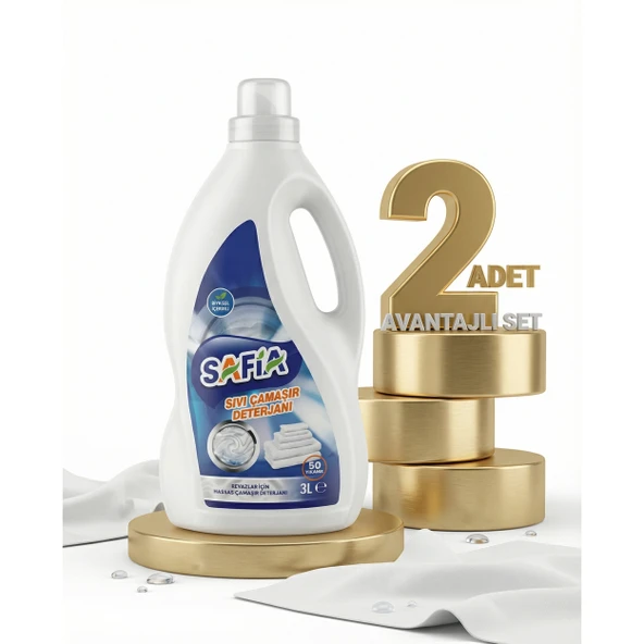 Safia Bitkisel Sıvı Çamaşır Makine Deterjanı Beyazlar 2x3 Lt ürün görseli 1