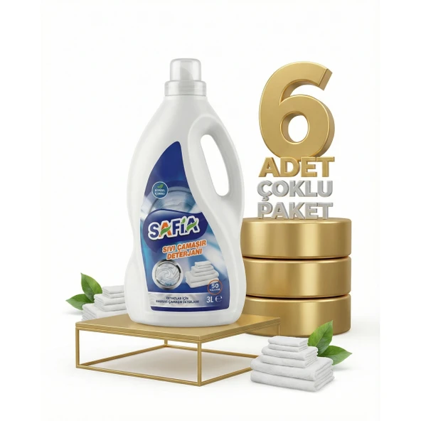 Safia Bitkisel Sıvı Çamaşır Makine Deterjanı Beyazlar 6x3 Lt ürün görseli 1