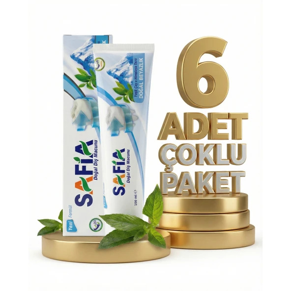 Safia Diş Macunu Yeşil Çay ve Himalaya Tuzu 6x100 ml ürün görseli 1