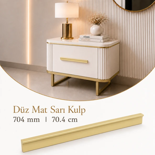 Özen 704 mm Düz Mat Sarı Mobilya Kulpu Uzun Çekmece Dolap Kapak Kulp Metal Modern Tasarım ürün görseli 1