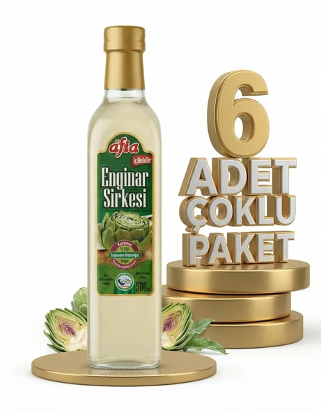 Afia Enginar Sirkesi Cam Şişe 6x500 Ml ürün görseli 1