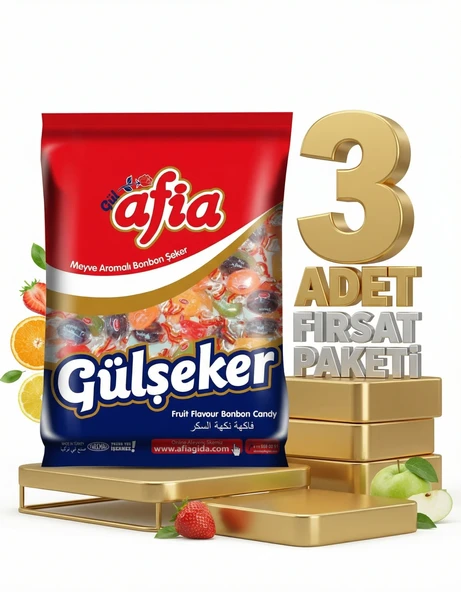 Afia Gülşeker Karışık Meyve Aromalı Şeker 3x175 Gr ürün görseli 1