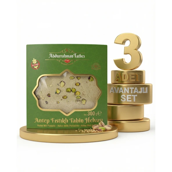 Abdurahman Tatlıcı Antep Fıstıklı Tahin Helvası 3x300 Gr ürün görseli 1