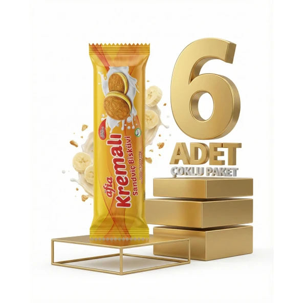 Afia Muz Kremalı Sandviç Bisküvi 6x60 Gr ürün görseli 1