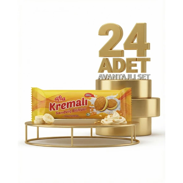 Afia Muz Kremalı Sandviç Bisküvi 24x60 Gr ürün görseli 1
