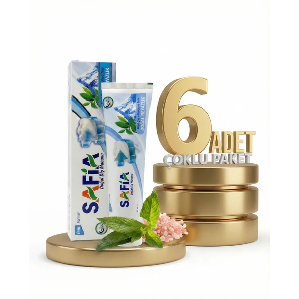 Safia Diş Macunu Yeşil Çay ve Himalaya Tuzu 6x60 ml ürün görseli 1