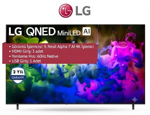 LG 65 İnç AI Qned Mini Led 4K Smart TV 65QNED7EB3C ürün görseli 1
