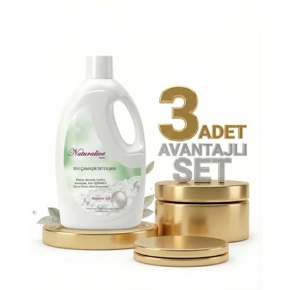 Naturalive Beyazlar Sıvı Çamaşır Deterjanı 3x2,50 Lt ürün görseli 1