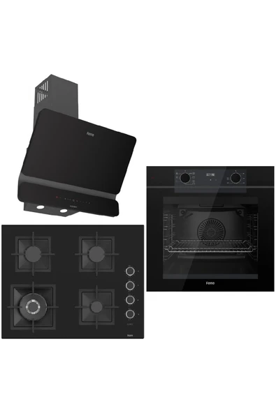 Black FryArt 3 lü Ankastre Set ( QEP63CS-SC405-WFA-D080-SA ) A++ Sessiz Davlumbaz - 65 cm Ocak ürün görseli 1