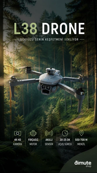 L38 Drone 4K HD Kameralı Fırçasız Motorlu Akıllı Sensörlü 500-700 m Menzil ürün görseli 1