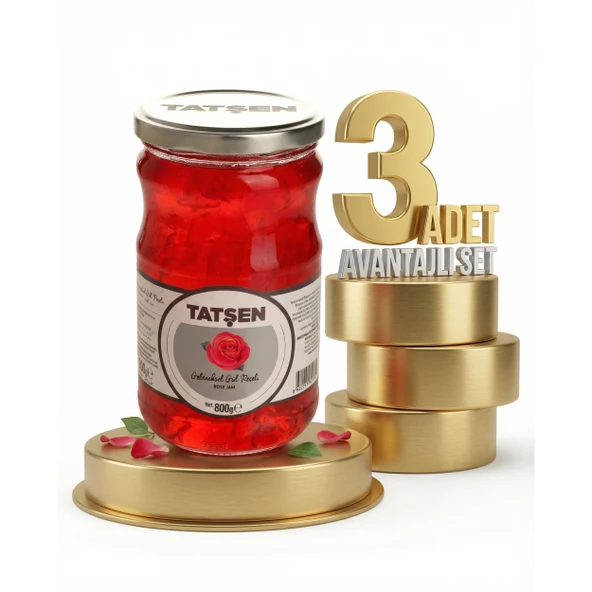 Tatşen Cam Reçel Gül 3x800 Gr ürün görseli 1